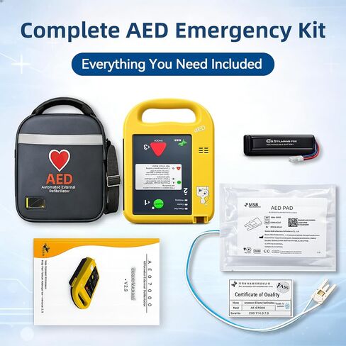 مزيل الرجفان الخارجي التلقائي AED، جهاز محمول للطوارئ مناسب للمنزل وصالة الألعاب الرياضية والمكتب والمدرسة والوصول العام (مترو الأنفاق/المركز التجاري) in Kuwait