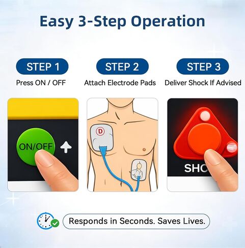 مزيل الرجفان الخارجي التلقائي AED، جهاز محمول للطوارئ مناسب للمنزل وصالة الألعاب الرياضية والمكتب والمدرسة والوصول العام (مترو الأنفاق/المركز التجاري) in Kuwait