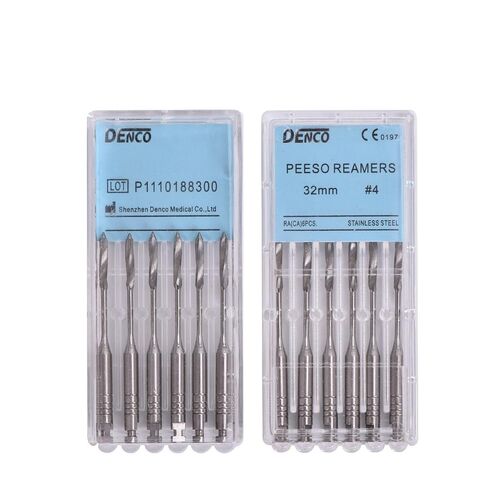 Annhua® Endodontics Stainless Steel Peeso Reamers Dental Root Canal Medical Instrument Engine Use for Root Canal (1~6# 28MM) in Kuwait