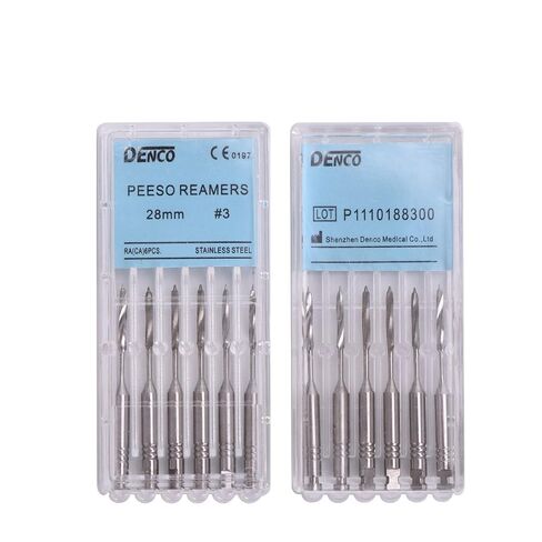 Annhua® Endodontics Stainless Steel Peeso Reamers Dental Root Canal Medical Instrument Engine Use for Root Canal (1~6# 28MM) in Kuwait