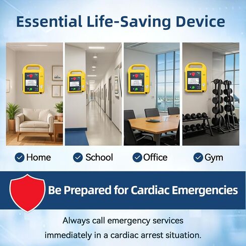 مزيل الرجفان الخارجي التلقائي AED، جهاز محمول للطوارئ مناسب للمنزل وصالة الألعاب الرياضية والمكتب والمدرسة والوصول العام (مترو الأنفاق/المركز التجاري) in Kuwait