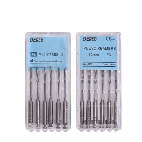Annhua® Endodontics Stainless Steel Peeso Reamers Dental Root Canal Medical Instrument Engine Use for Root Canal (1~6# 28MM) in Kuwait