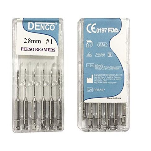 Annhua® Endodontics Stainless Steel Peeso Reamers Dental Root Canal Medical Instrument Engine Use for Root Canal (1~6# 28MM) in Kuwait
