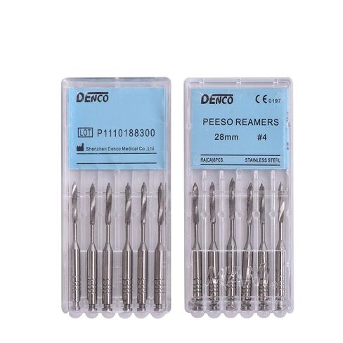 Annhua® Endodontics Stainless Steel Peeso Reamers Dental Root Canal Medical Instrument Engine Use for Root Canal (1~6# 28MM) in Kuwait
