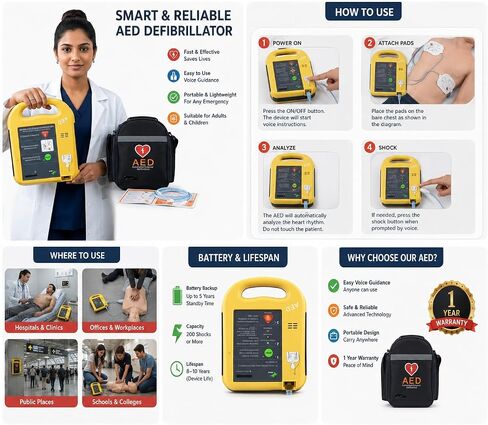 First Aid Kit AED Defibrillator | Home Portable, Emergency Equipment, Automatic External in Saudi Arabia