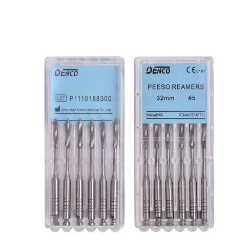 Annhua® Endodontics Stainless Steel Peeso Reamers Dental Root Canal Medical Instrument Engine Use for Root Canal (1~6# 28MM) in Kuwait