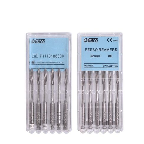 Annhua® Endodontics Stainless Steel Peeso Reamers Dental Root Canal Medical Instrument Engine Use for Root Canal (1~6# 28MM) in Kuwait