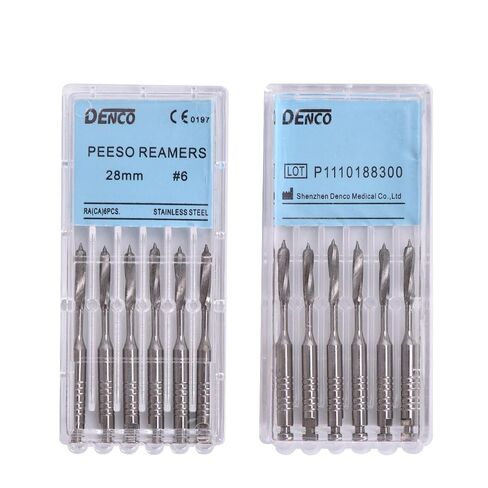 Annhua® Endodontics Stainless Steel Peeso Reamers Dental Root Canal Medical Instrument Engine Use for Root Canal (1~6# 28MM) in Kuwait