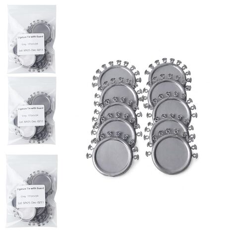 Orthodontic Ligature Tie with Guard, Elastic Ligature Ties for Braces, Clear and Gray, 100 Pcs/Pack (1, Grey) in Kuwait