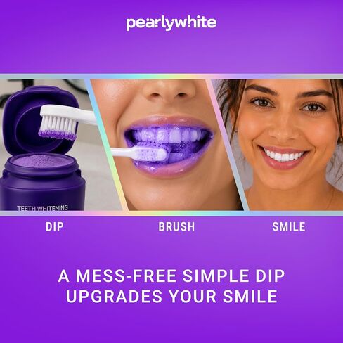 Pearly White V34 Purple Teeth Whitening Powder, 30g | Colour Correcting Teeth Whitening Powder, Enamel-Safe Tooth Whitening Powder, For Daily Oral Care Routine, Freshens Breath in Kuwait