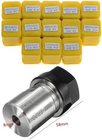1set C25 ER20 8 10 12 14 16mm +7pcs 3 4 5 6 8 10 12 Collet Chuck Motor Shaft Extension Rod Spindle Collet Lathe Tools Holder(C25-ER20A-50L-8MM) in Kuwait