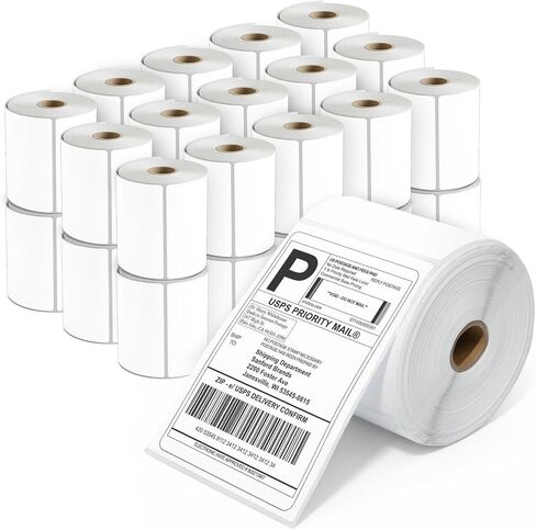 Spartan Industrial - ملصقات حرارية مباشرة مقاس 4 × 6 بوصات (عدد 7500، 30 لفة) - ملصقات شحن بريدية قابلة للطباعة للطرود والإرجاع - متوافقة مع طابعات Zebra وRolo in Kuwait