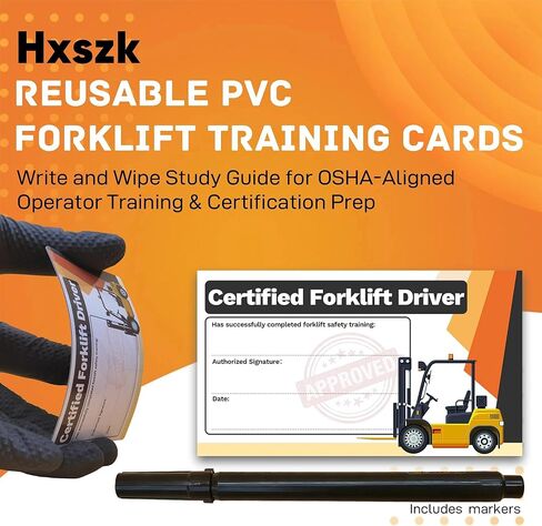 Hxszk 100 حزمة من بطاقات التدريب على السلامة للرافعة الشوكية مع علامات - طقم PVC قابل لإعادة الاستخدام مكون من 105 قطعة، دليل دراسة للكتابة والمسح لتدريب المشغلين المتوافق مع OSHA، 3.5 بوصة × 2 بوصة in Kuwait