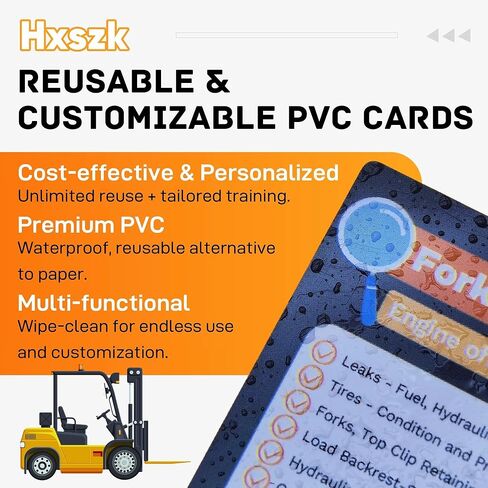 Hxszk 100 حزمة من بطاقات التدريب على السلامة للرافعة الشوكية مع علامات - طقم PVC قابل لإعادة الاستخدام مكون من 105 قطعة، دليل دراسة للكتابة والمسح لتدريب المشغلين المتوافق مع OSHA، 3.5 بوصة × 2 بوصة in Kuwait