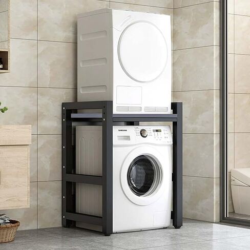Stackable Washing Storage Rack - 300kg Capacity, Ideal for Laundry, Bathroom, Kitchen & Balcony - Space-Saving Organizer for Washers & Essentials Noir+Blanc in Kuwait