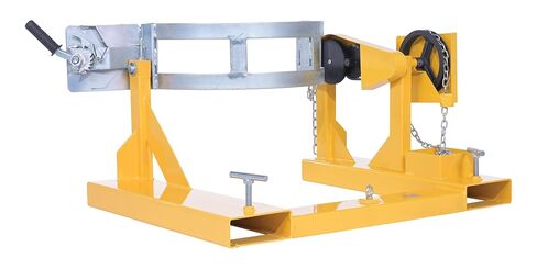 Vestil DCR-205-15 Steel Fork Truck Drum Carrier/Rotator For Steel Drums 55 Gallon 1500 Lb. Capacity Yellow in Kuwait