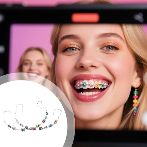 قطعتان من زينة تقويم الأسنان، زينة دعامات معدنية ملونة لطلاب طب الأسنان والعروض التوضيحية، سهلة التركيب، هيكل معدني قوي in Kuwait