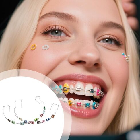 قطعتان من زينة تقويم الأسنان، زينة دعامات معدنية ملونة لطلاب طب الأسنان والعروض التوضيحية، سهلة التركيب، هيكل معدني قوي in Kuwait