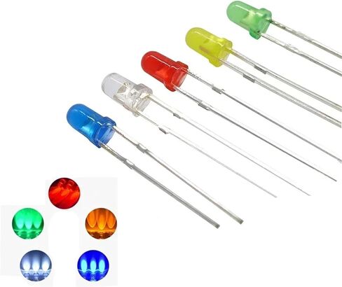 مجموعة صمامات ثنائية LED ساطعة 1000 قطعة 3 مم 5 مم F5 F3 صمام ثنائي باعث للضوء مجموعة إلكترونية متنوعة يمكنك صنعها بنفسك (3 مم - أبيض) in Kuwait