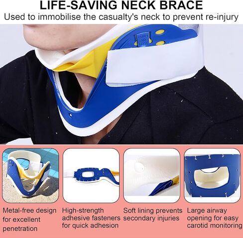 Orange Emergency Rescue Spine Board,EMT Transfer Backboard,Water Floating Spine Board with Head Holder,Neck Brace,Harness,for Emergency Medicine,Outdoor Rescue in Kuwait