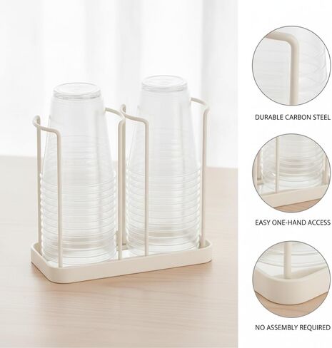 Freestanding Carbon Steel Cup Dispenser for Disposable Cups, Vertical Countertop Organizer for Kitchen & Office in Kuwait
