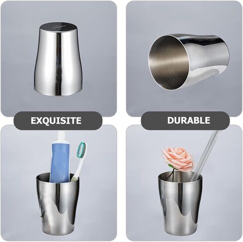 ibasenice 500ml Stainless Steel Tooth Cup for Bathroom Use, Stackable and Impact Resistant Drinking Cup with Smooth Edges, for Birthdays and Theme Parties in Kuwait