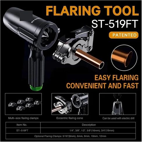 Flaring Tool, Copper Pi Dilator Set ST-519 Manual Electric Drill Dual Purpose Pipe Bell Mouth Air Conditioner for Copper Aluminum Pipe in Saudi Arabia