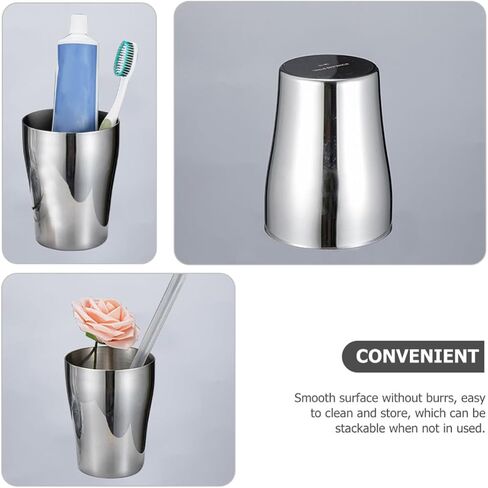 Stainless Steel Tooth Cup 500ml Sturdy Bathroom Mug for Home Use with Stackable Design and Easy to Clean Surface, for Daily Oral Care and Celebrations in Kuwait