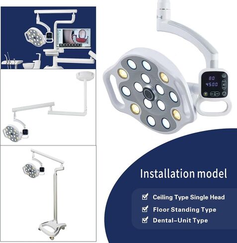 Ceiling Mounted Dental Induction LED Oral Lamp 15 Bulbs Shadowless Operating Light with HD Camera One-Click Yellow Light Switch KY-P132 in Kuwait
