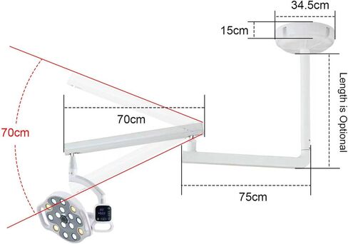 Ceiling Mounted Dental Induction LED Oral Lamp 15 Bulbs Shadowless Operating Light with HD Camera One-Click Yellow Light Switch KY-P132 in Kuwait