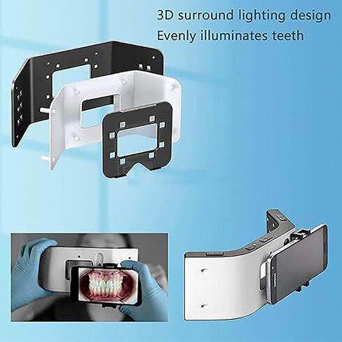 طقم إضاءة التصوير الفوتوغرافي LED للأسنان قابل للتعديل - 5 مستويات سطوع، إضاءة محيطة ثلاثية الأبعاد لتعزيز التصوير عن طريق الفم والمساعدة في الصور in Kuwait
