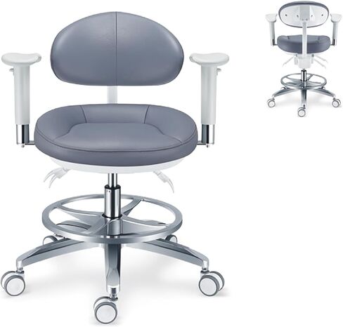 Rigoberto Microfiber Leather Dental Microscope Doctor's Chair with Armrest Dentist Stool Adjustable Height and Backrest Angle PLST-083 in Kuwait