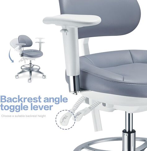 Rigoberto Microfiber Leather Dental Microscope Doctor's Chair with Armrest Dentist Stool Adjustable Height and Backrest Angle PLST-083 in Kuwait