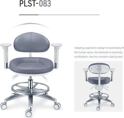 Rigoberto Microfiber Leather Dental Microscope Doctor's Chair with Armrest Dentist Stool Adjustable Height and Backrest Angle PLST-083 in Kuwait