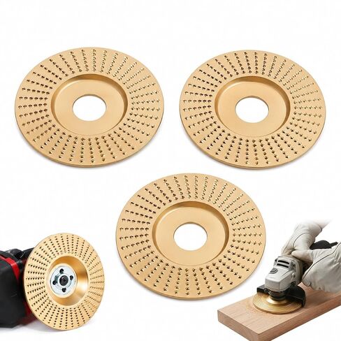 Heavy Duty Tungsten Carbide Wheel, 2026 Upgraded Tungsten Carbide Sanding Discs for Angle Grinder, 4" x7/8" Grinding Wheel for Wood Shaping Sanding Carving for 4"& 4.5" Grinders (3 Pcs Arc Surface) in Kuwait