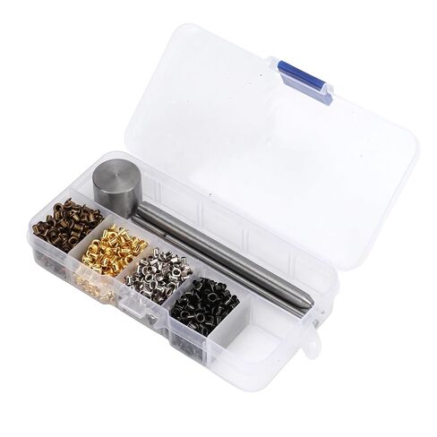 800PCS 2mm Plated Copper Grommet Kit for Leather Craft Shoes Repair | Anti-Deformation, Easy Hammer Install, with Storage Box, Reinforce & Decorate, for Shoes Belts Bags Apparel Leather Craft DIY in Kuwait