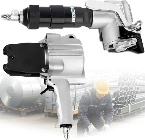 Handheld Pneumatic Strapping Kit, Split Layout Metal Belt Sealer, 8500N Tension 1500N Bearing Force, Applicable for Rebar, Crates and Logistics Cargo Fixing 32mm/1.26in in Kuwait