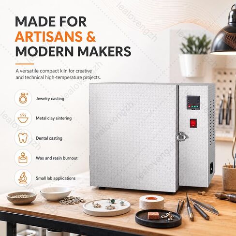 Jewelry Casting Burnout Oven, 1500W Electric Kiln Furnace with PID Digital Temperature Control, 800°C Tabletop Muffle Furnace for Wax Burnout, Resin Model and Metal Clay in Kuwait