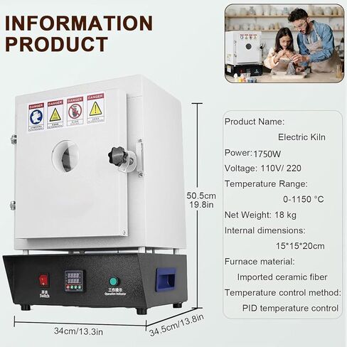High-Temperature Muffler Furnace, 1750W, 1150℃, PID Temperature Control, Ceramic Box for Sintering, Wax Burning & Metal Melting in Kuwait