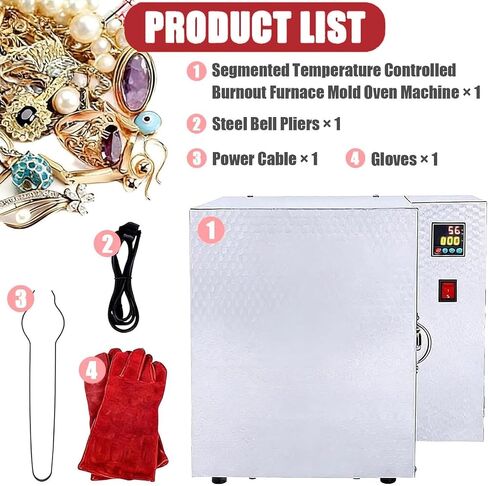 1500w Hi-Temp Electric Burnout Oven for Jewelry, Dental Casting & Metal Sintering - Compact Kiln Reaches 800°c for Wax, Clay & 3D Resin Projects in Kuwait
