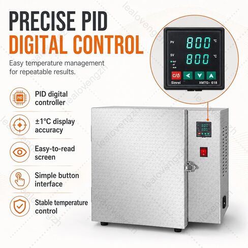 فرن حرق كهربائي 800 درجة مئوية، فرن سطح الطاولة بقدرة 1500 وات مع تحكم رقمي PID لصب الشمع المفقود، واحتراق الراتنج، وتلبد الطين المعدني، ومختبر الأسنان وورشة عمل صانع in Kuwait
