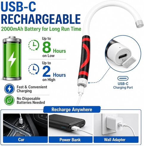 Flexible LED Light Stick 30", Rechargeable Bendable Mechanic Work Light, 1200 Lumens Inspection Light with 360° Flexible Neck, IPX6 Waterproof for Car Repair, Under Hood, Garage and Tight Spaces in Kuwait