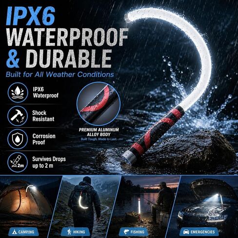 Flexible LED Light Stick 30", Rechargeable Bendable Mechanic Work Light, 1200 Lumens Inspection Light with 360° Flexible Neck, IPX6 Waterproof for Car Repair, Under Hood, Garage and Tight Spaces in Kuwait