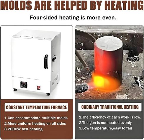 2000W Four-Sided Constant Temperature Furnace, 1150℃ Closed Laboratory Muffle Furnace, Electric Burnout Oven Kiln, Electric kiln for Jewelry Casting and Ceramic Works in Kuwait