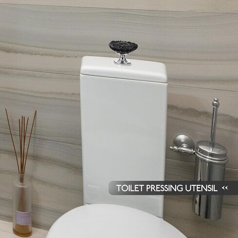 SOLUSTRE قطعتان من أداة مساعد زر المرحاض على شكل زهرة، مقبض دفع علوي للحمام المنزلي، تصميم سهل الضغط لكبار السن ودعم الحركة، أجزاء خزان المرحاض المزخرفة باللون الأسود الأنيق in Kuwait