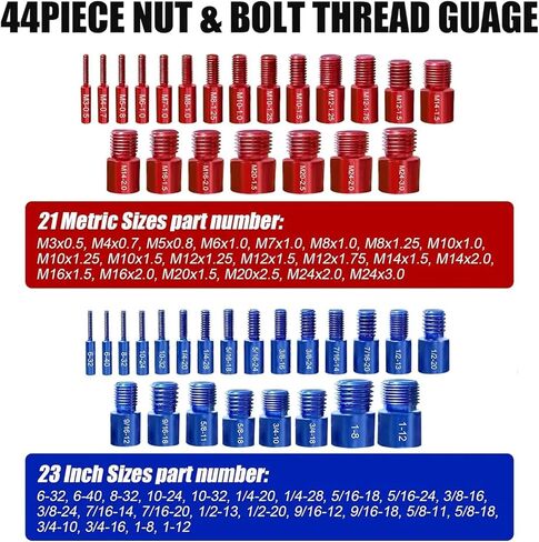 44Pcs Metric Bolt Thread Tester Rustproof for Automotive Repair Industrial Use Thread Checker Gauge Set in Kuwait