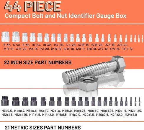 44Pcs Metric Bolt Thread Tester Rustproof for Automotive Repair Industrial Use Thread Checker Gauge Set in Kuwait