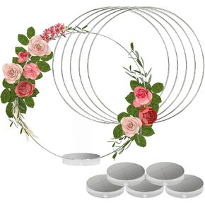 iDecoMart Gold Metal Floral Hoop Centerpiece - Set of 6 | 12 Inch Wreath Rings with Acrylic and Metallic Base for Table Decorations in Saudi Arabia