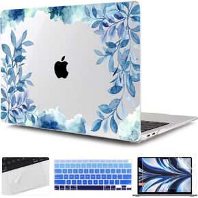 حافظة TWOLSKOO لجهاز MacBook Air 13 بوصة 2020 2019 2018 إصدار A2337 M1 A2179 A1932، حافظة صلبة وغطاء لوحة مفاتيح وواقي شاشة متوافق مع جهاز MacBook Air 13 Retina الجديد، زهور سلسة