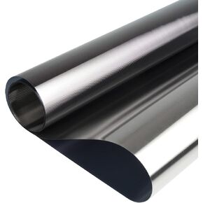 ConCus-T Privacy Window Tinted Film Textured Glass Film Frosted Window Vinyl Pinstripes Reflective Window Film Anti-UV Solar Film Static Cling for Home Office, Black Silver, 17.71 Inch X 6.5 Feet